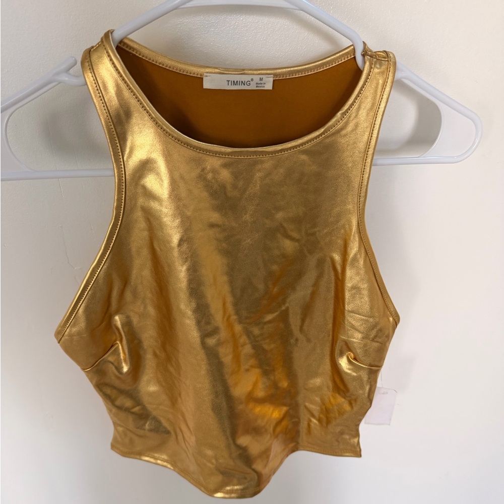 Timing Metallic Gold Crop Top